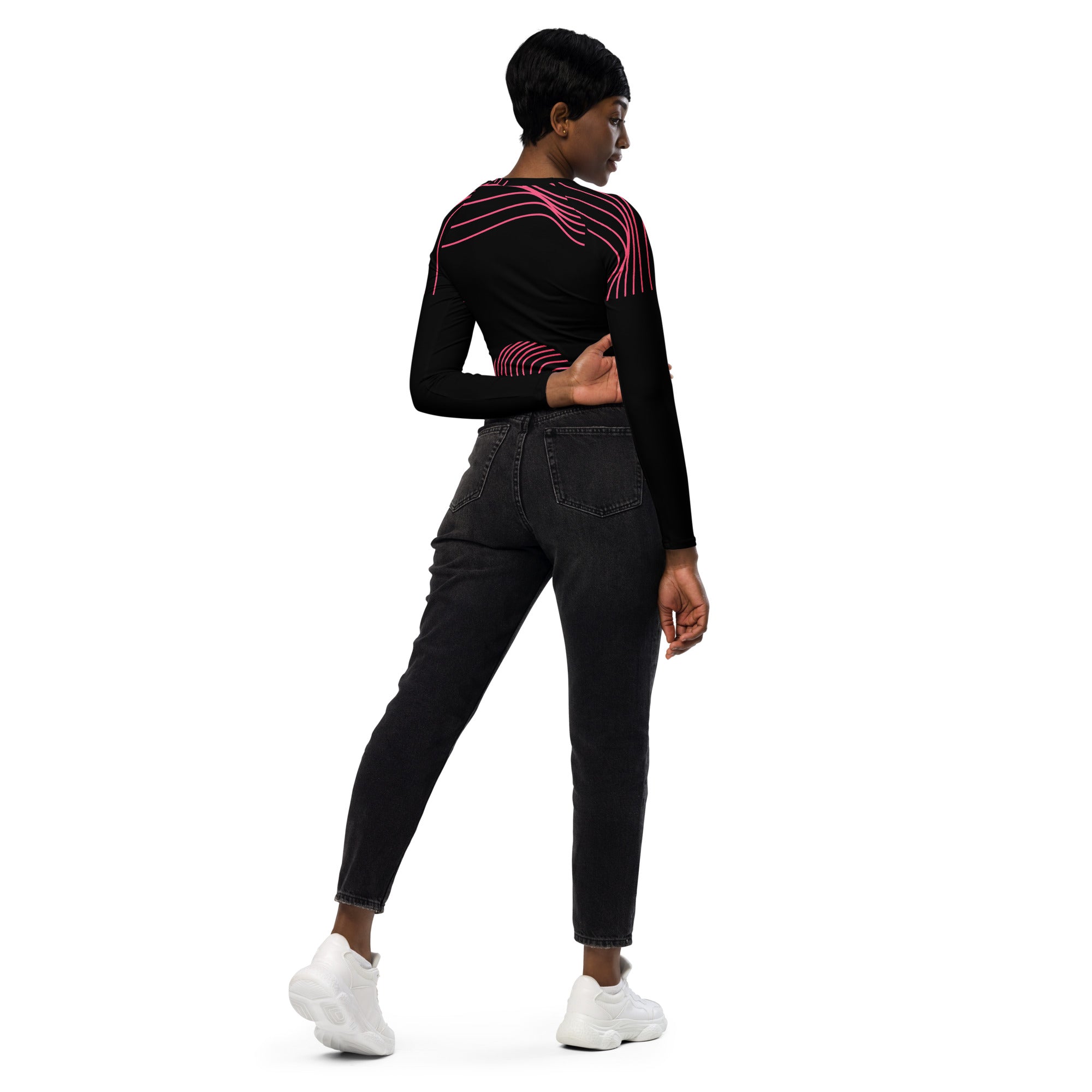 Activewear long-sleeve crop top. Yoga or Gym or Dance crop top. Streetwear top. RippleFX by WickedYo.